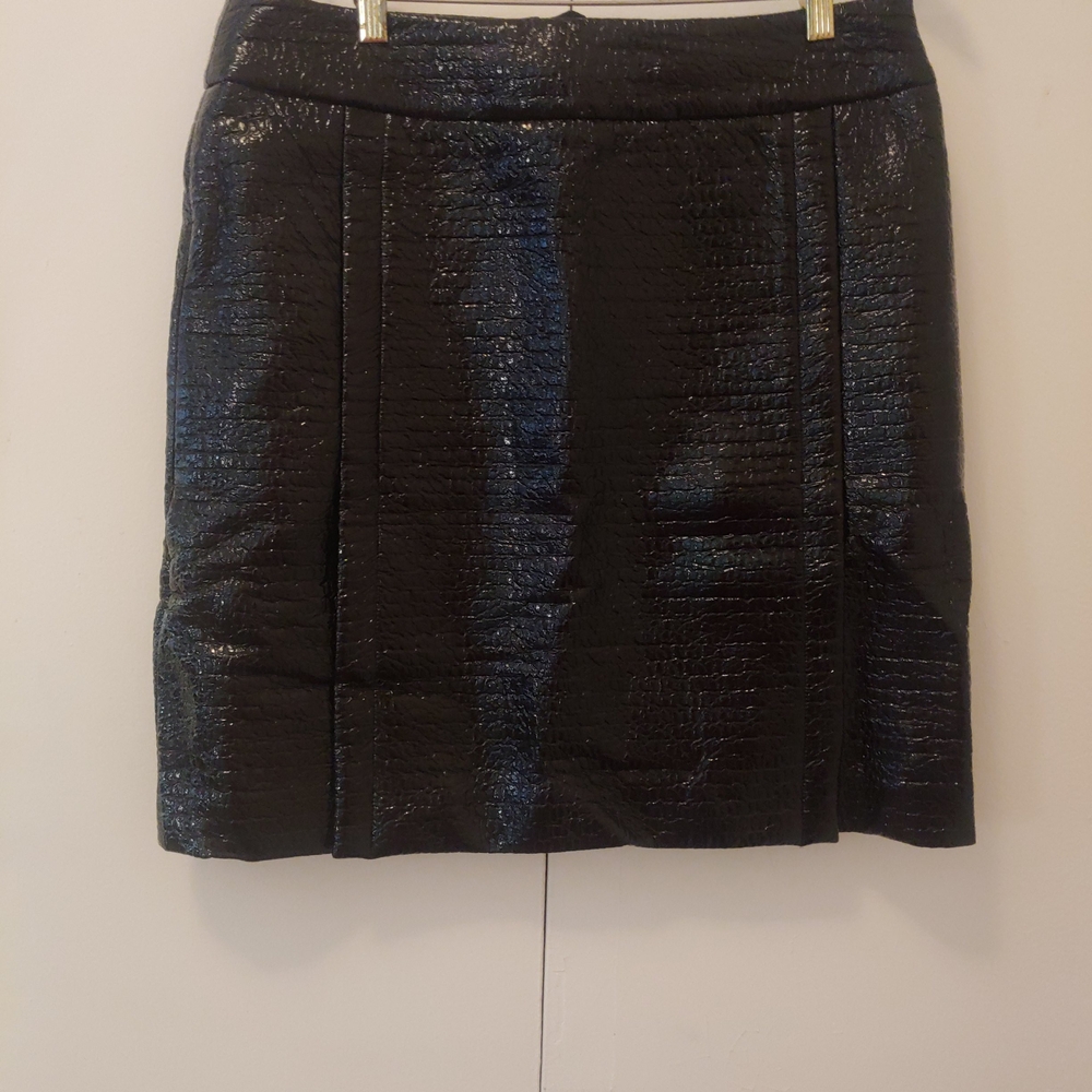 Akris Punto Crocodile Embossed Faux Patent Leather Pencil Skirt